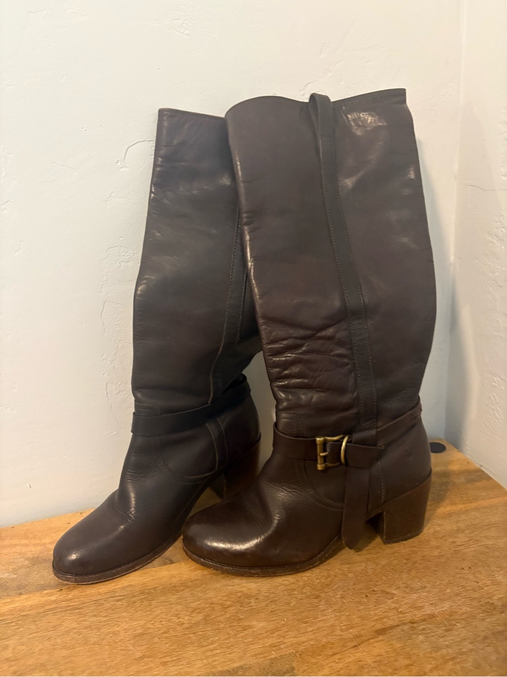 Frye Malorie Knotted Women’s Tall Brown Leather Riding Boots